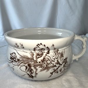 VTG A. J. Wilkins Chamber Pot Bowl Planter Brown Floral Royal Ironstone England